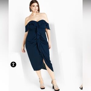 City Chic Va Va Voom Navy Dress
